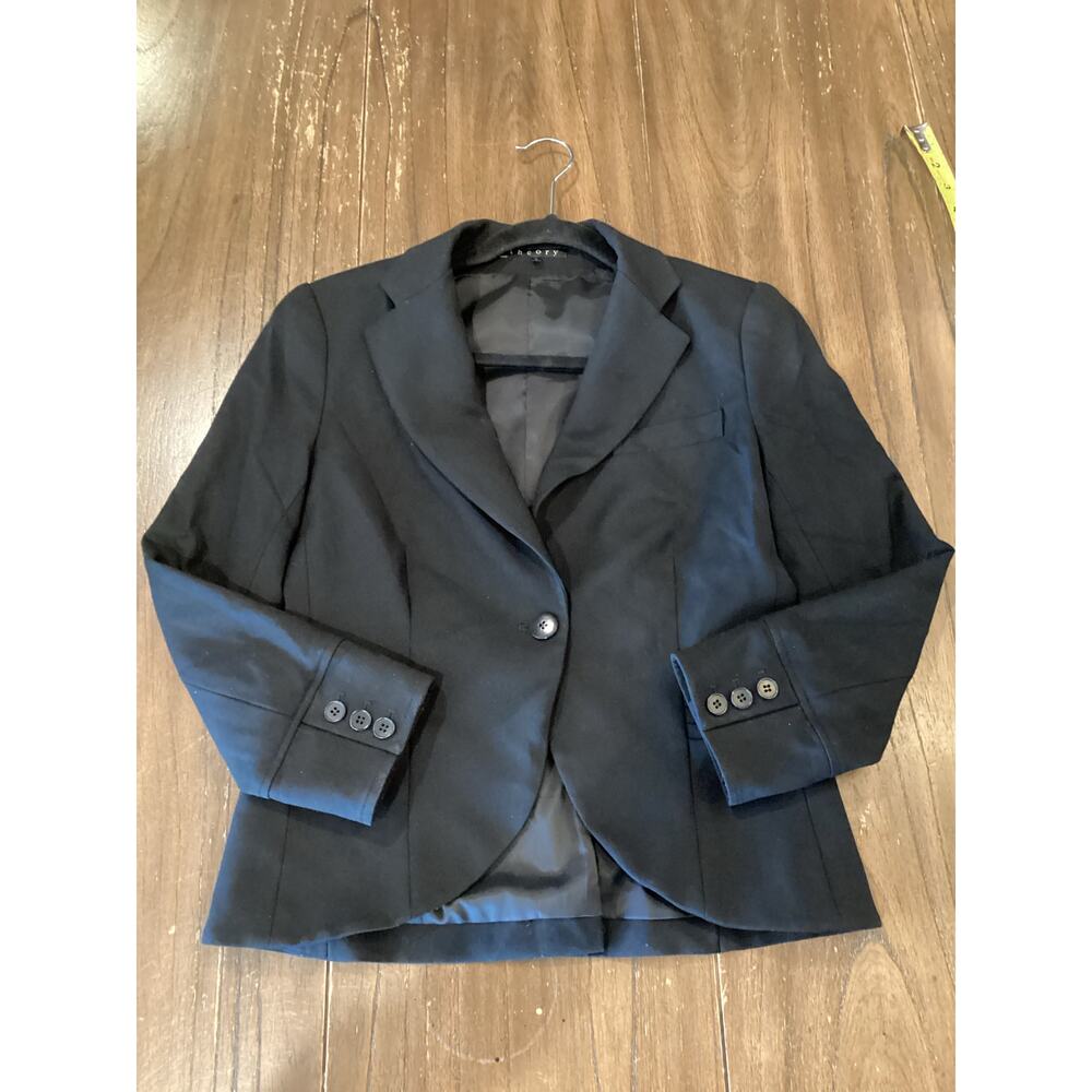 Theory Black Wool 1 button Blazer Jacket Size 6